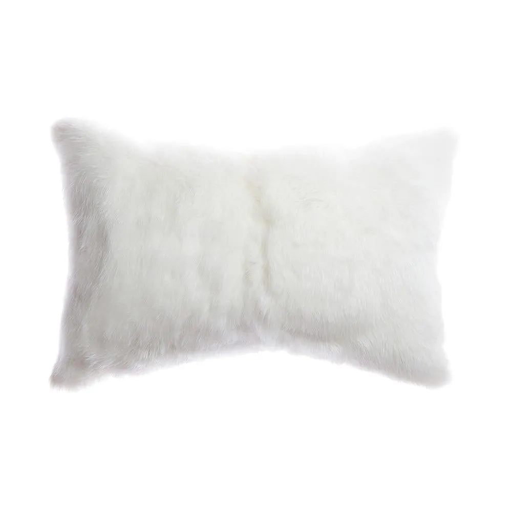 Rabbit Skin Small Lumbar Pillow - Natural Ivory