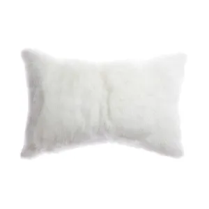 Rabbit Skin Small Lumbar Pillow - Natural Ivory