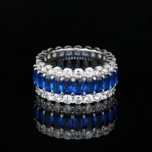 Radiant Cut Created Sapphire Full Eternity Ring