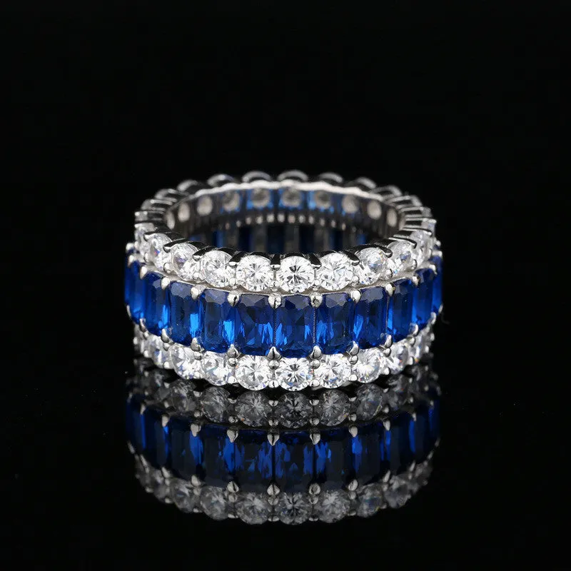 Radiant Cut Created Sapphire Full Eternity Ring