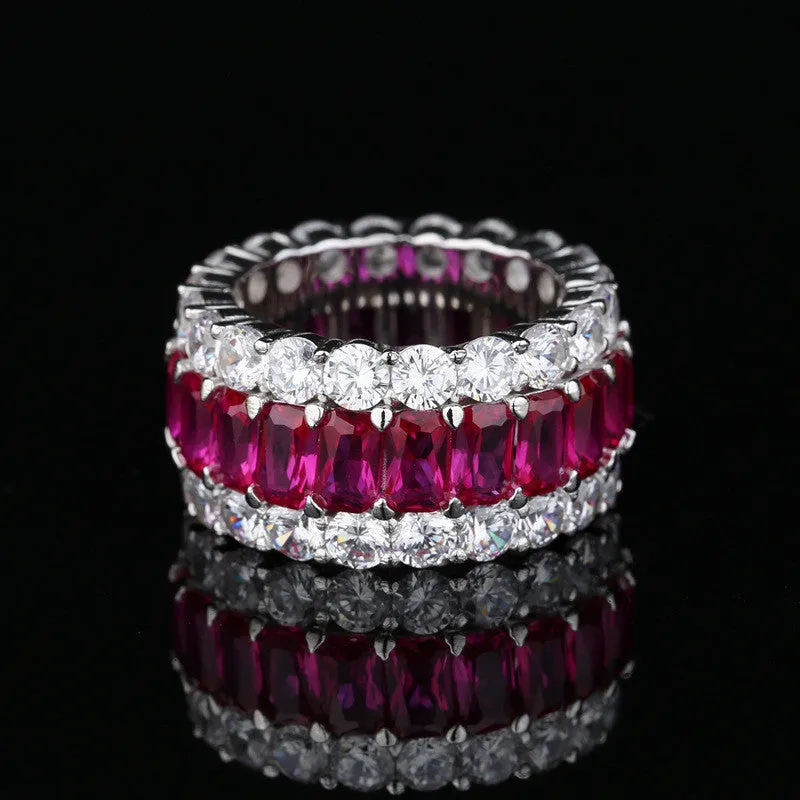Radiant Cut Created Sapphire Full Eternity Ring