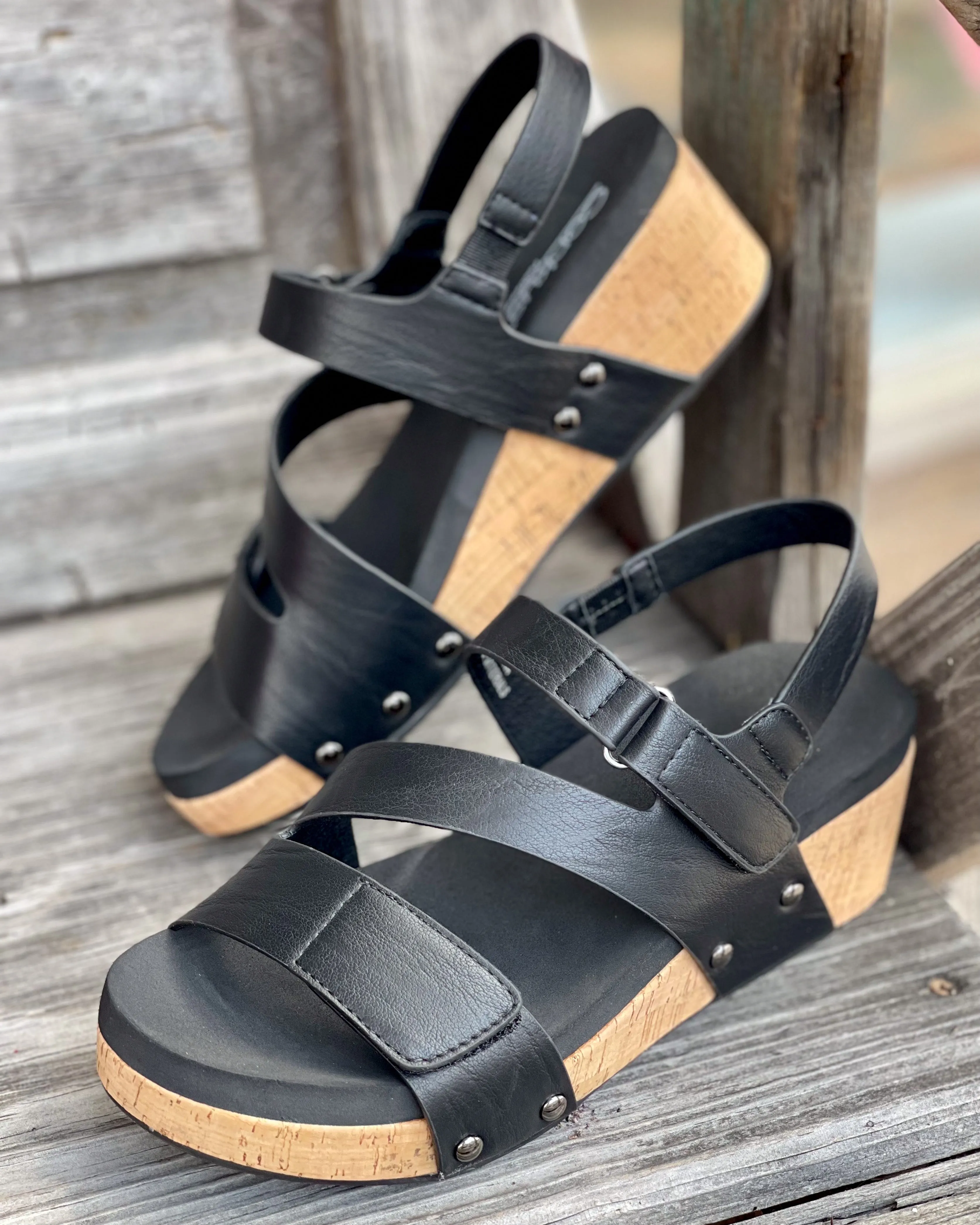 RAIN CHECK WEDGE BY CORKYS - BLACK