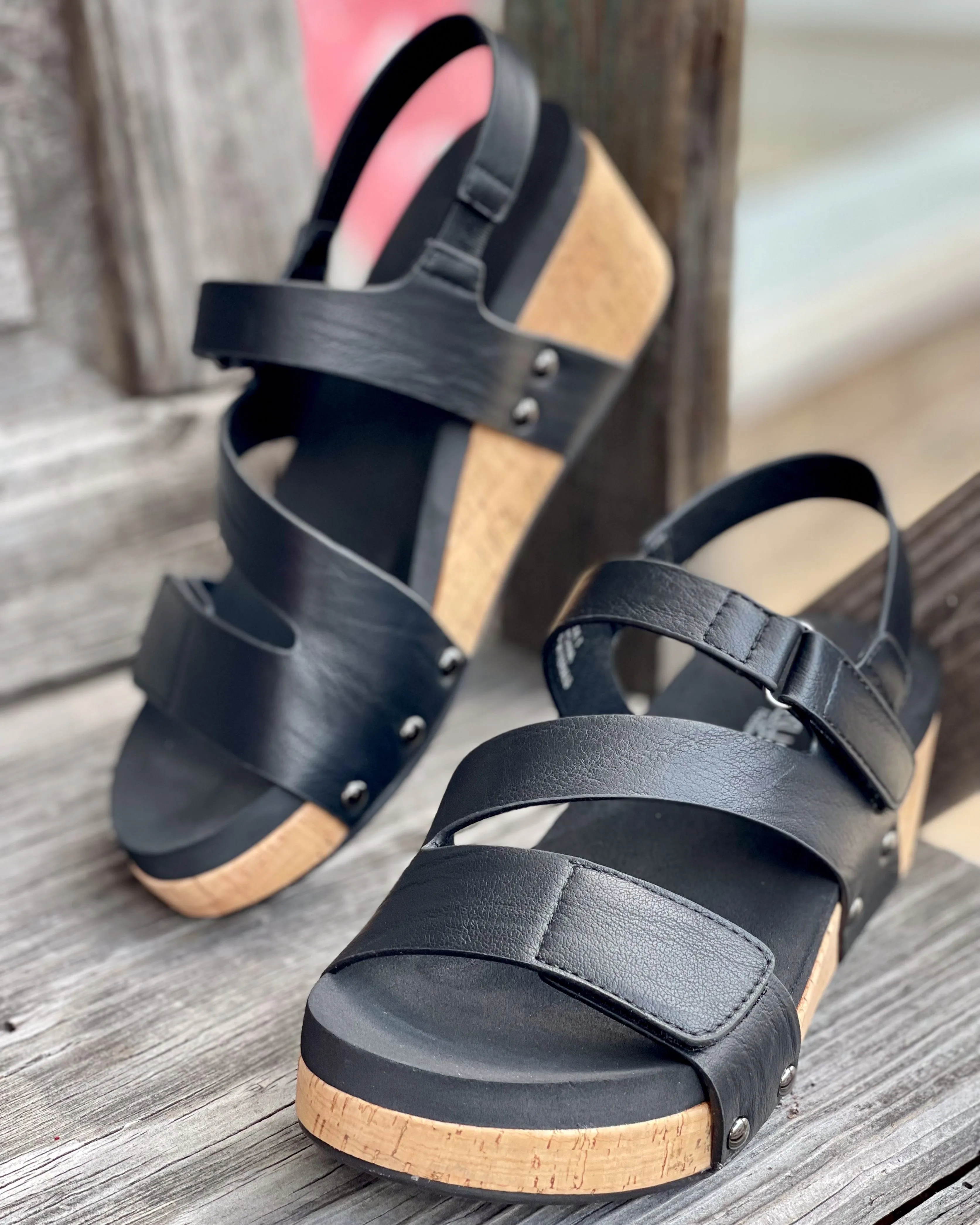 RAIN CHECK WEDGE BY CORKYS - BLACK