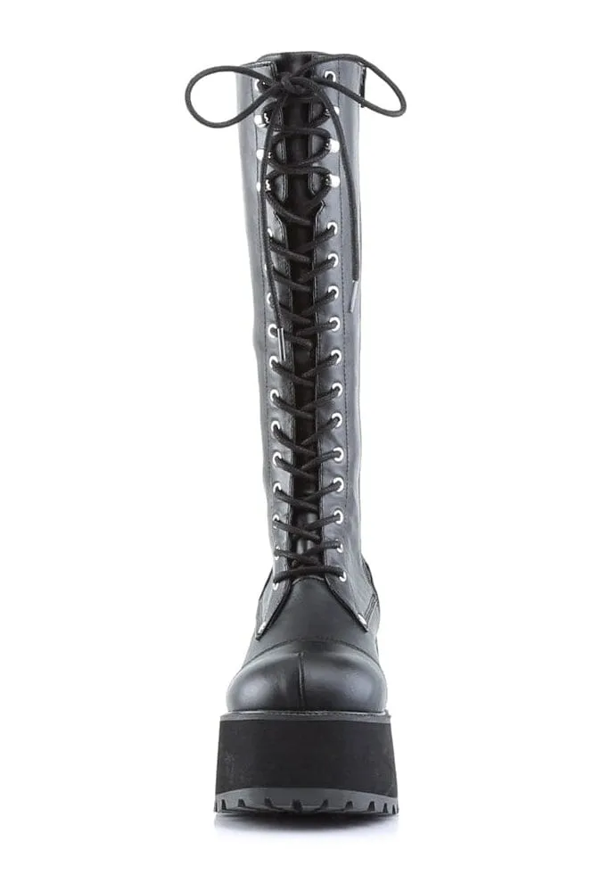 RANGER-302 Black Vegan Leather Knee Boot