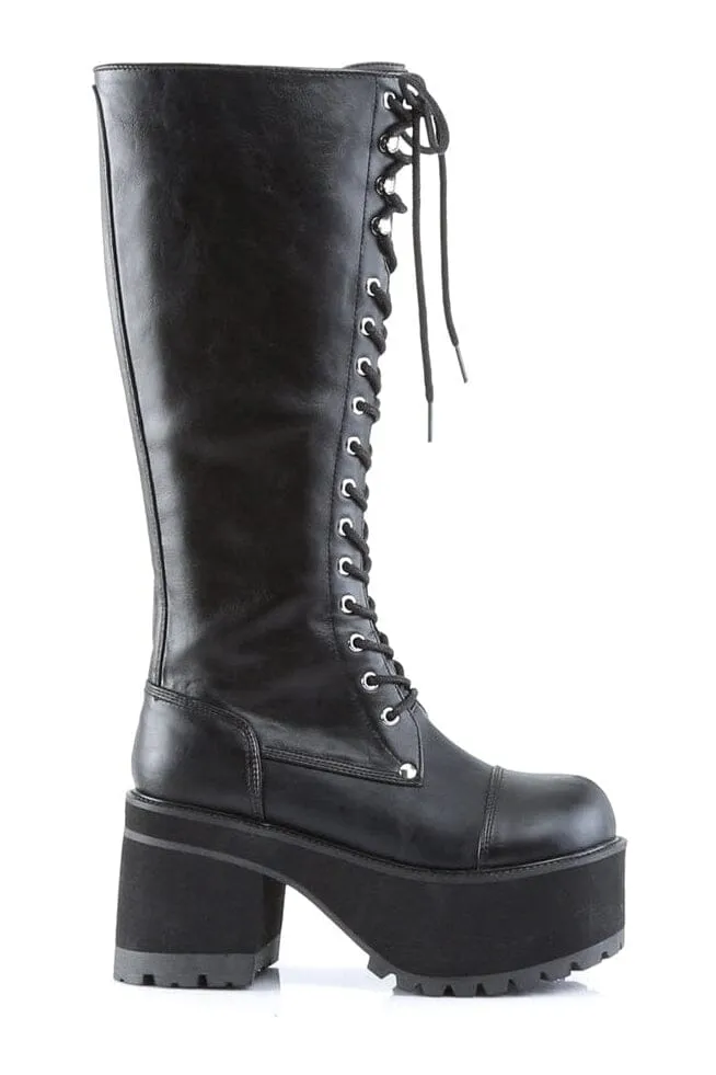 RANGER-302 Black Vegan Leather Knee Boot