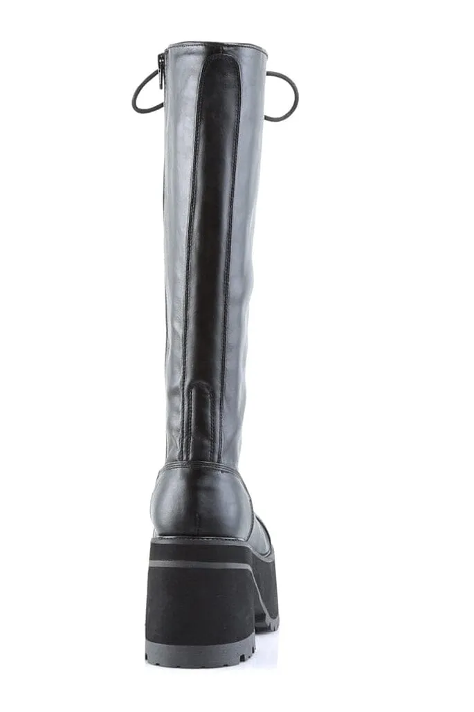 RANGER-302 Black Vegan Leather Knee Boot