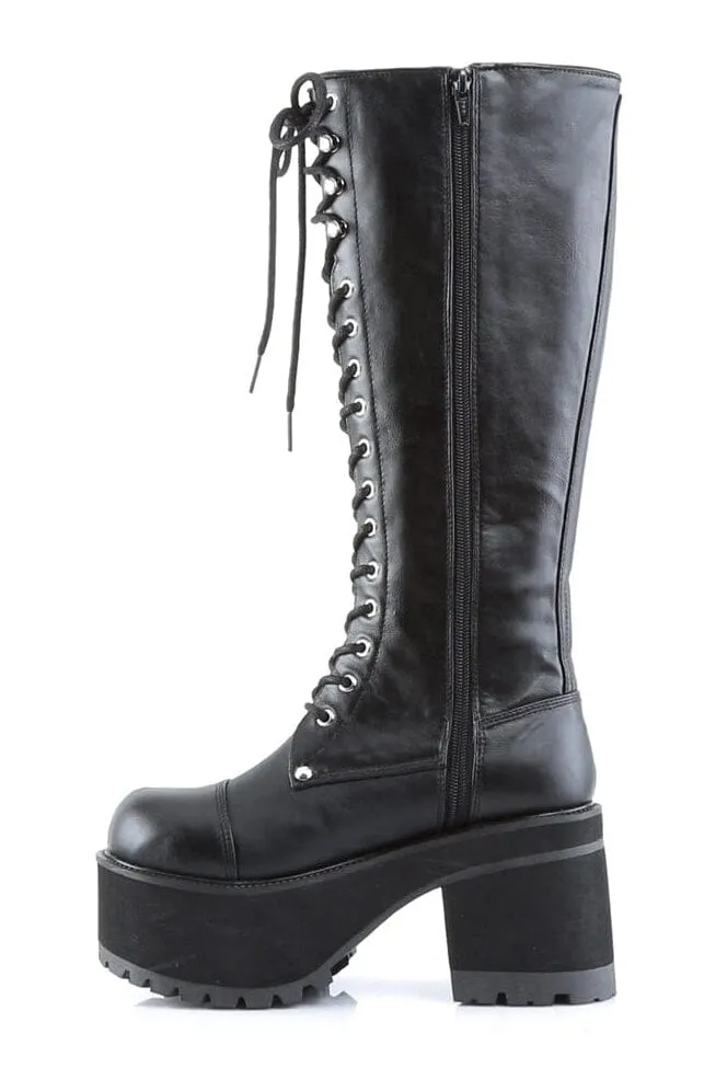 RANGER-302 Black Vegan Leather Knee Boot