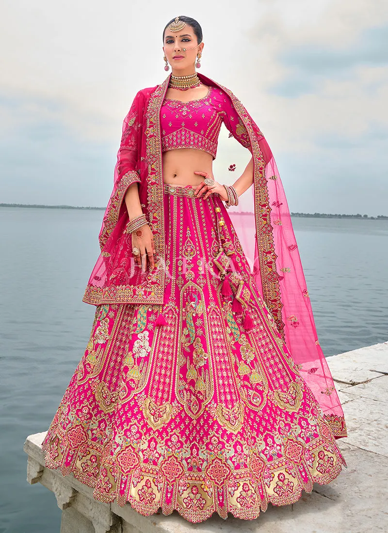 Rani Pink Multi Embroidered Traditional Lehenga Choli