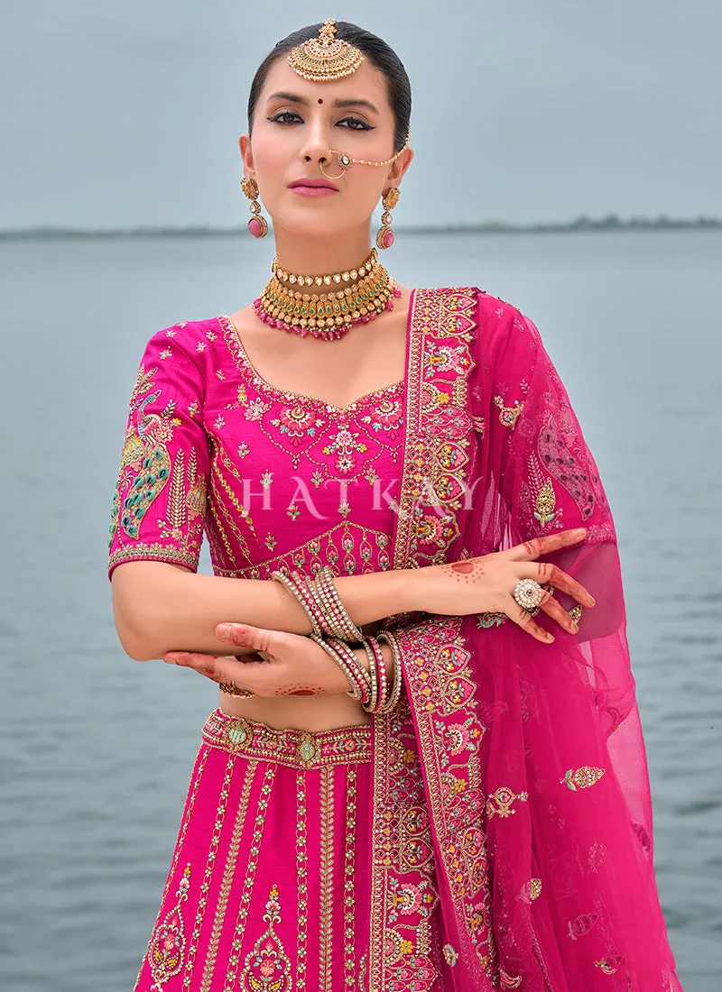 Rani Pink Multi Embroidered Traditional Lehenga Choli