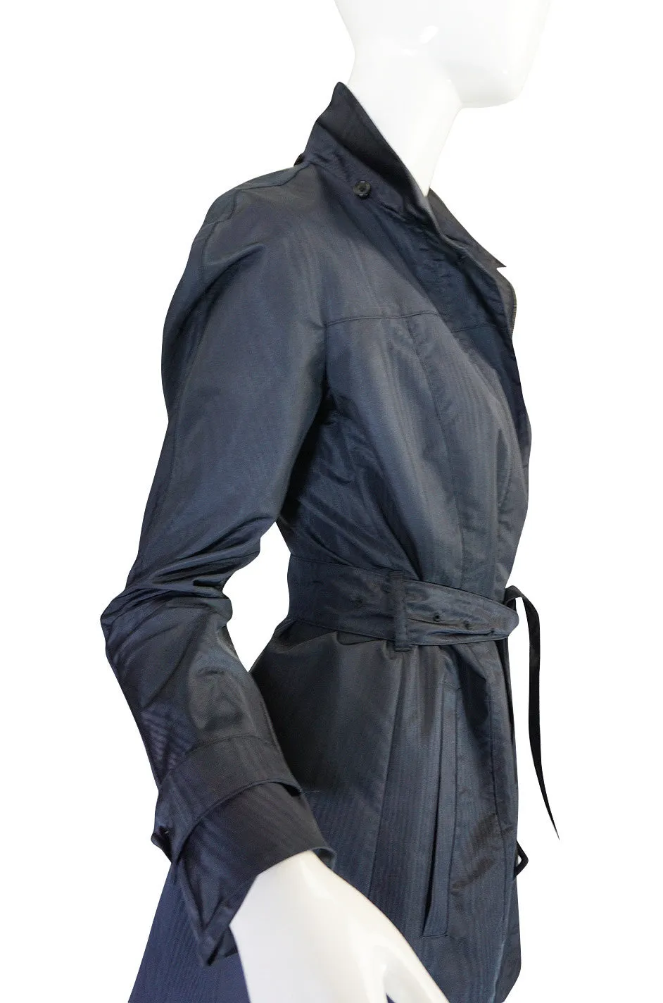 Recent Chic Prada Blue Silk Taffeta Spring Weight Jacket