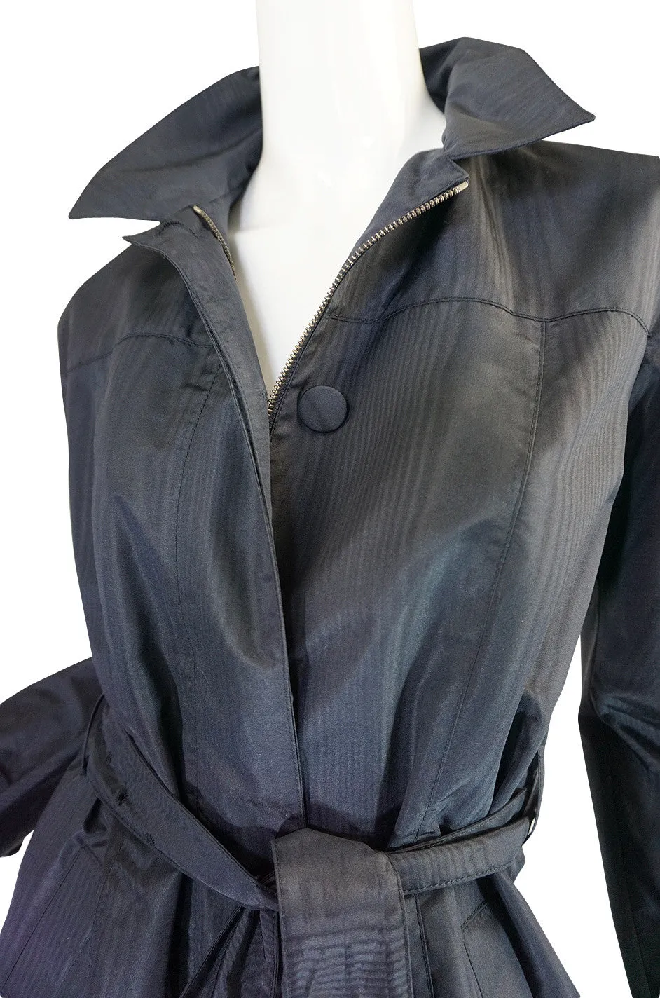 Recent Chic Prada Blue Silk Taffeta Spring Weight Jacket