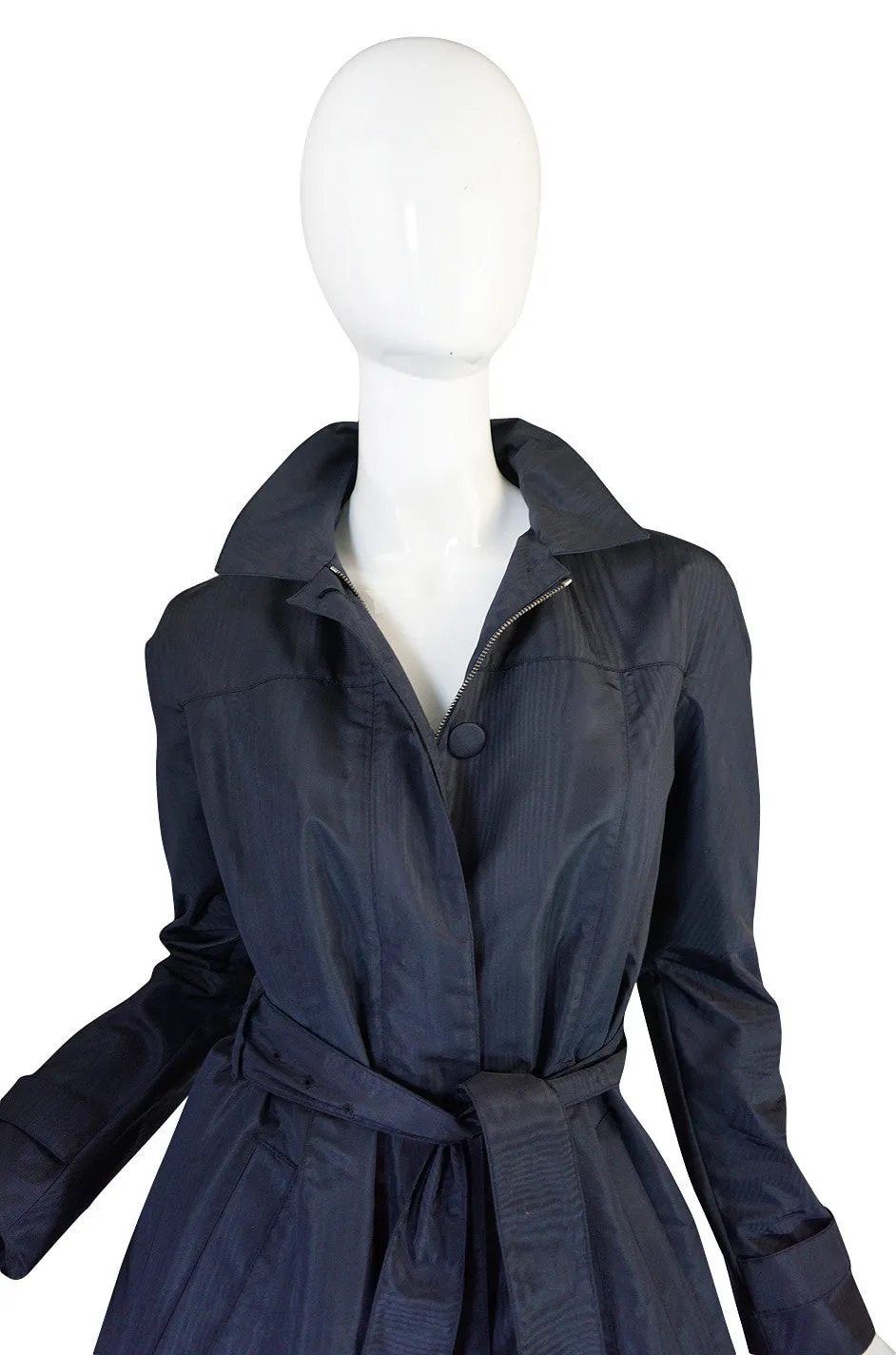 Recent Chic Prada Blue Silk Taffeta Spring Weight Jacket