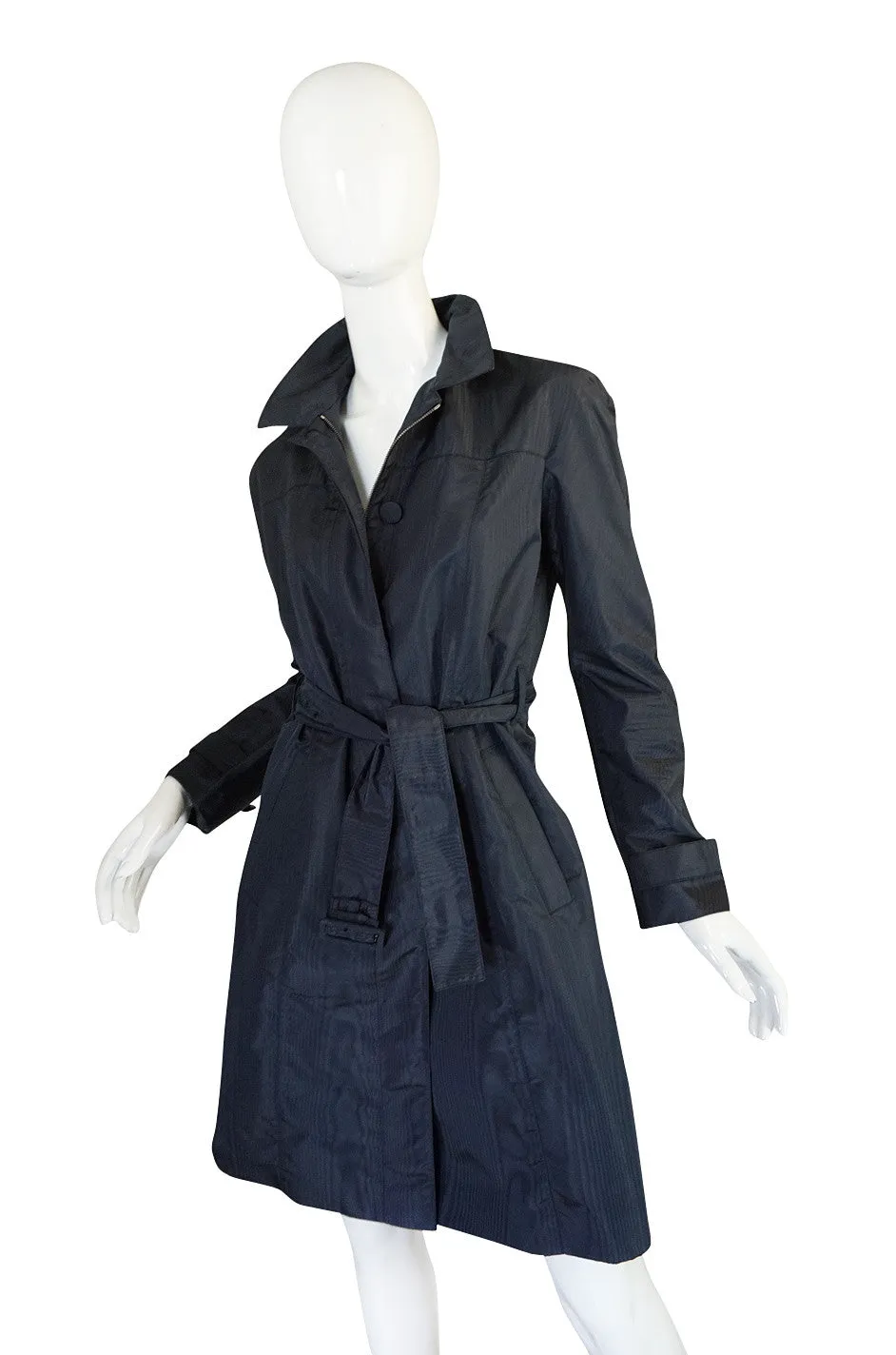 Recent Chic Prada Blue Silk Taffeta Spring Weight Jacket