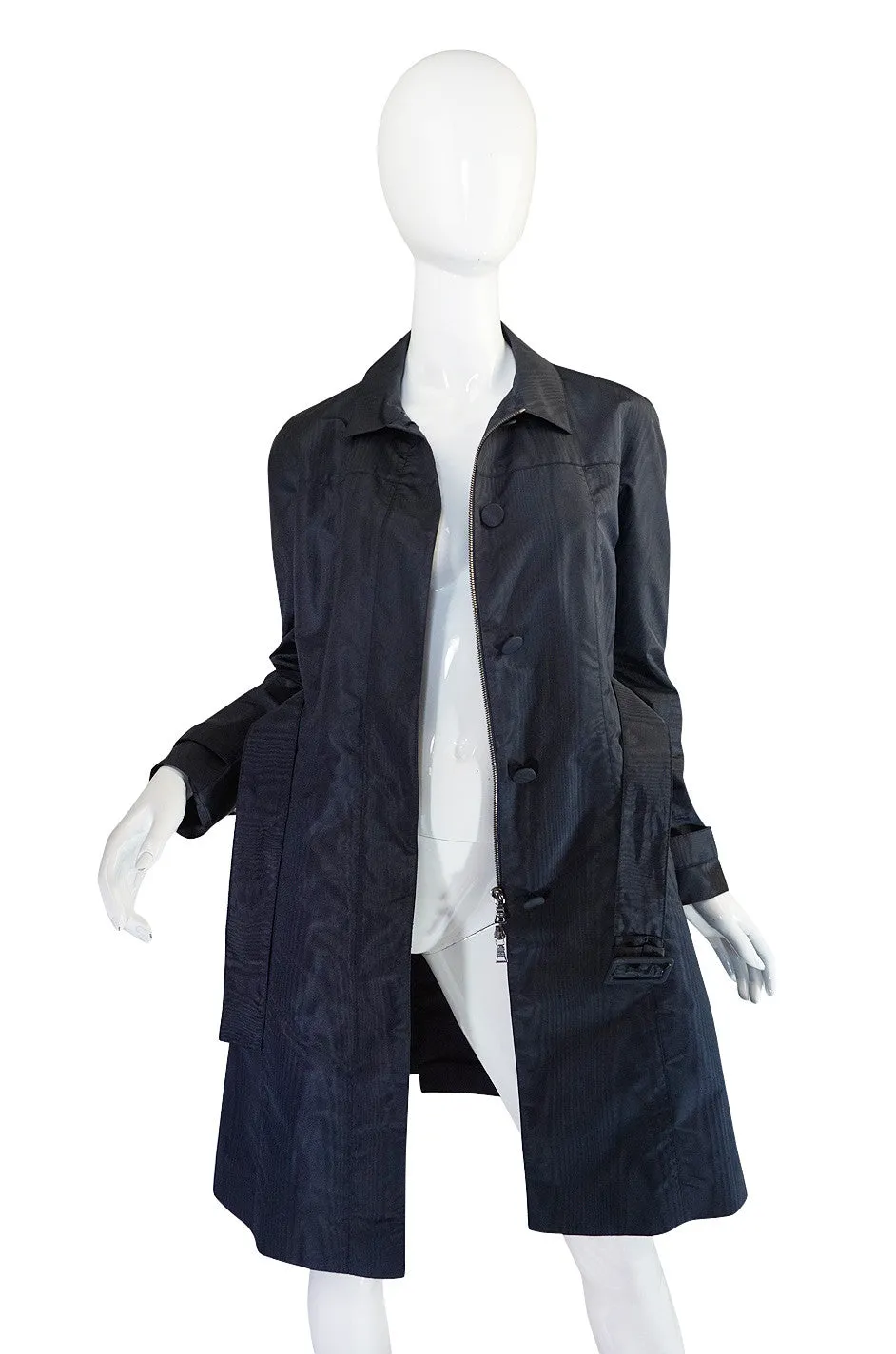 Recent Chic Prada Blue Silk Taffeta Spring Weight Jacket