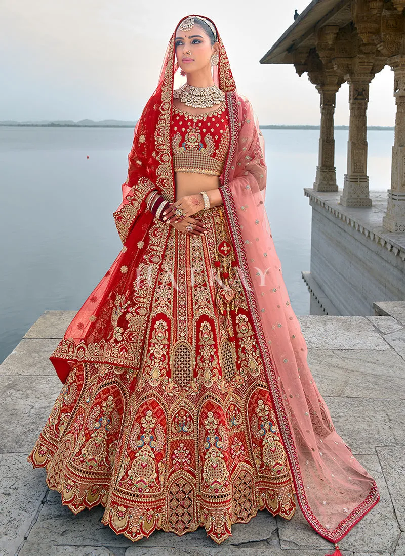 Red Golden Embroidered Traditional Lehenga Choli