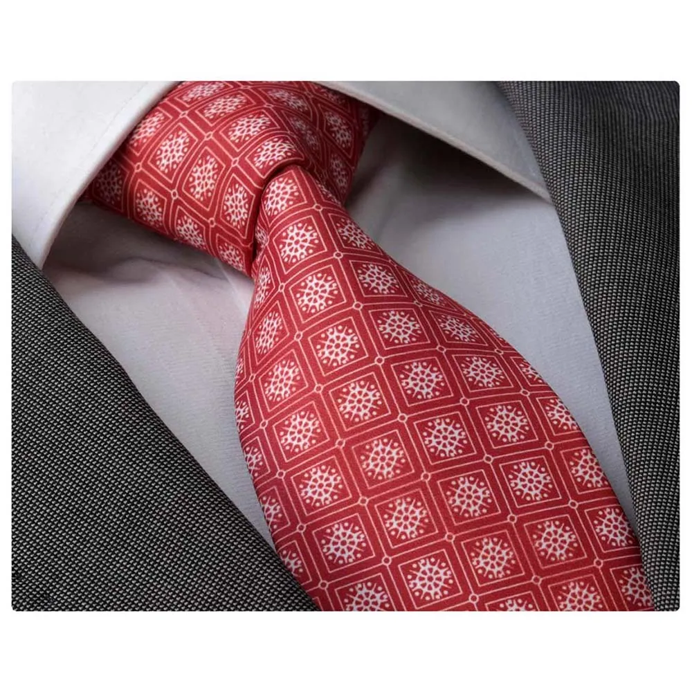 Red White Mens Designer Silk Necktie with Gift Box - Premium Quality made in Europe