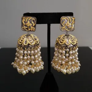 Reserved For Sivani K Reddy, Kanchana Pemmadi And Maha Lakshmi Pearl Tassel Designer Jhumkas With Dual Finish ST9
