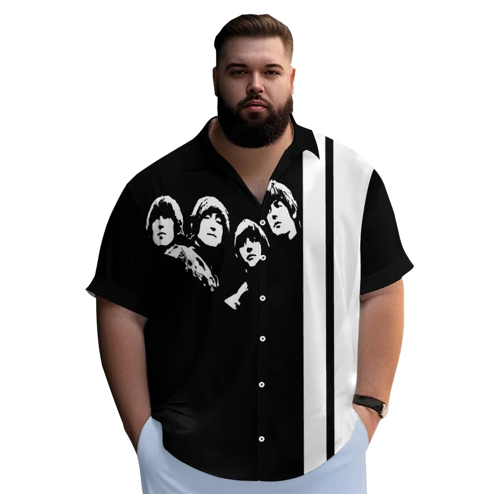 Rock Band Printed Bowling Short Sleeve Shirt 2404000886