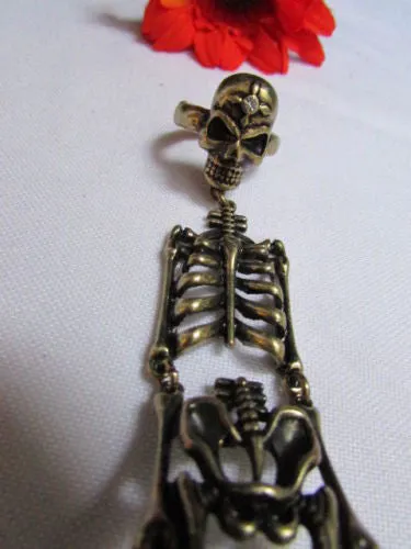 Rusty Gold Hot Hand Chain Bracelet Long Skeleton Skull