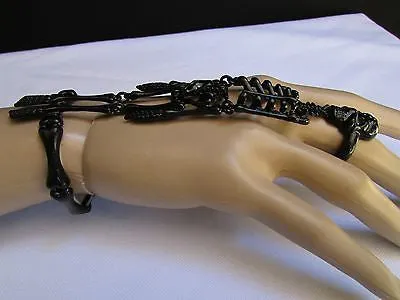 Rusty Gold Hot Hand Chain Bracelet Long Skeleton Skull