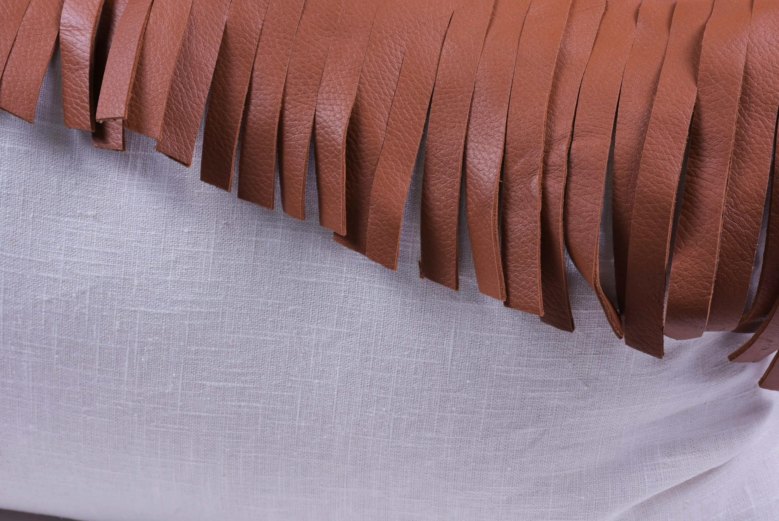 Saddle Leather Fringes Lumbar Pillow