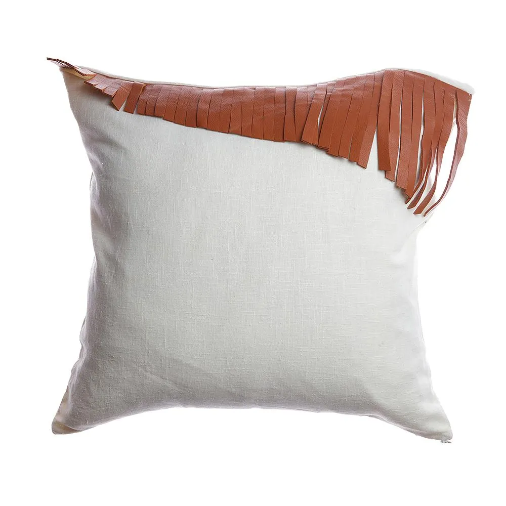 Saddle Leather Fringes Lumbar Pillow