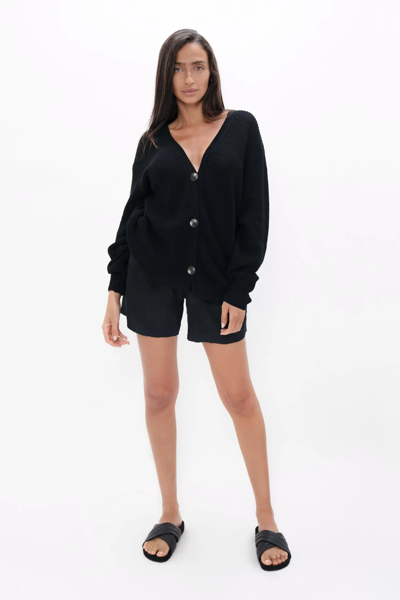 Salzburg Black Wool Cocoon Cardigan