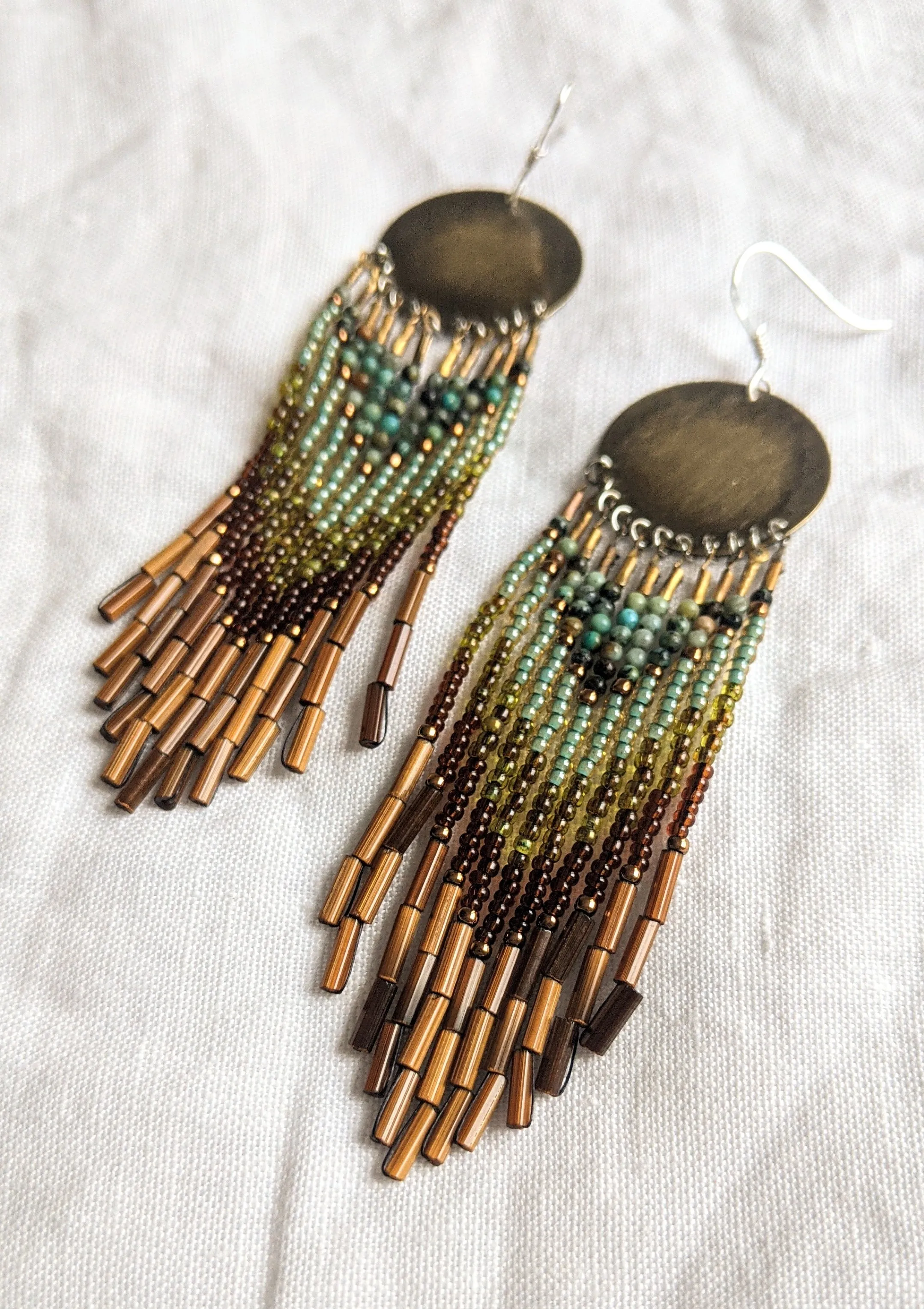 Sanger Green Picasso Beaded Earrings