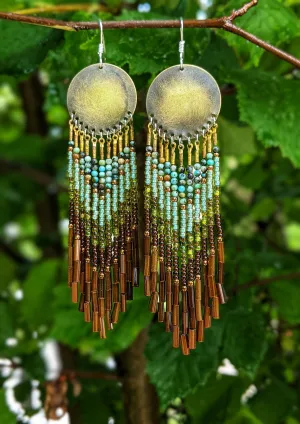 Sanger Green Picasso Beaded Earrings