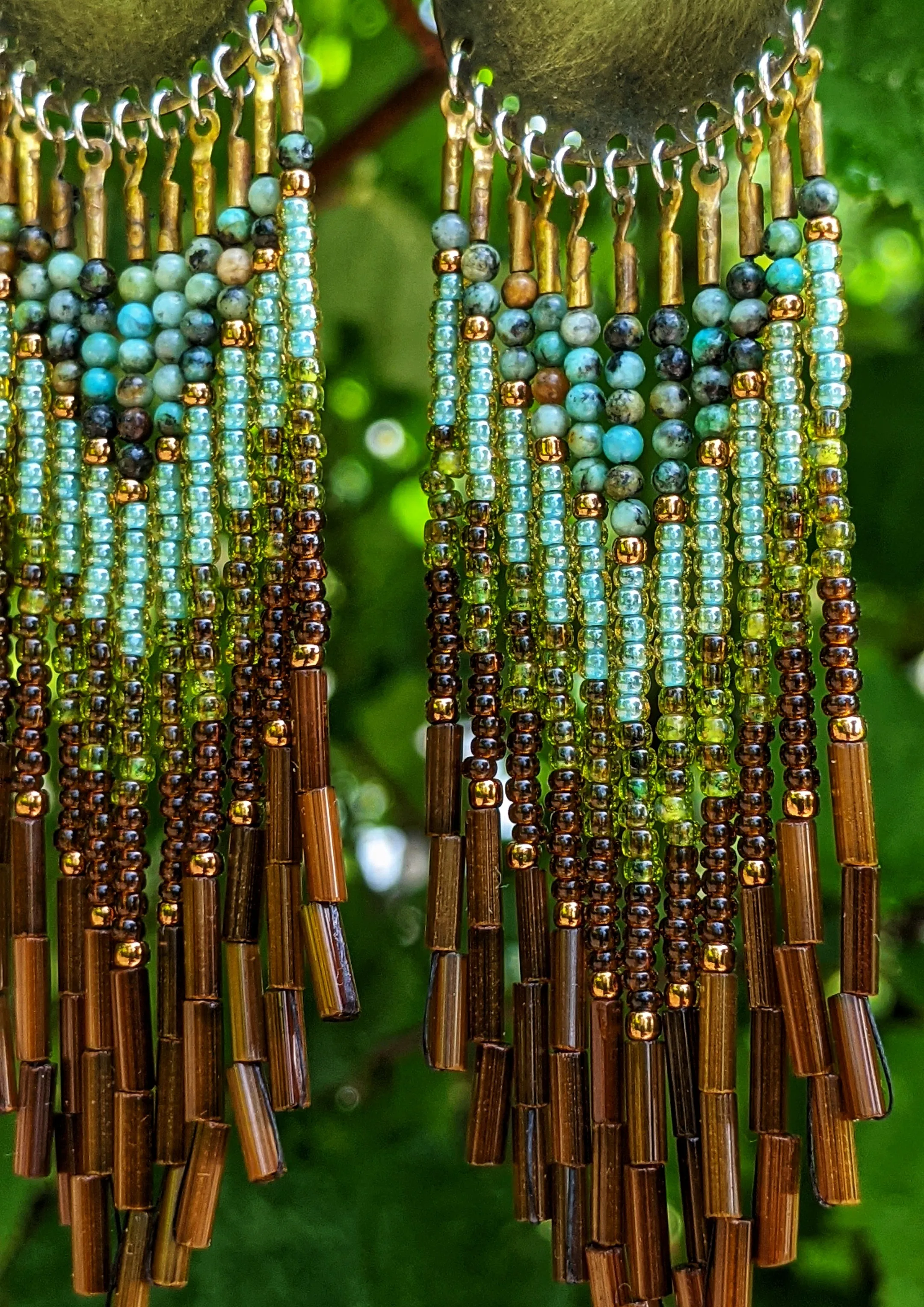 Sanger Green Picasso Beaded Earrings