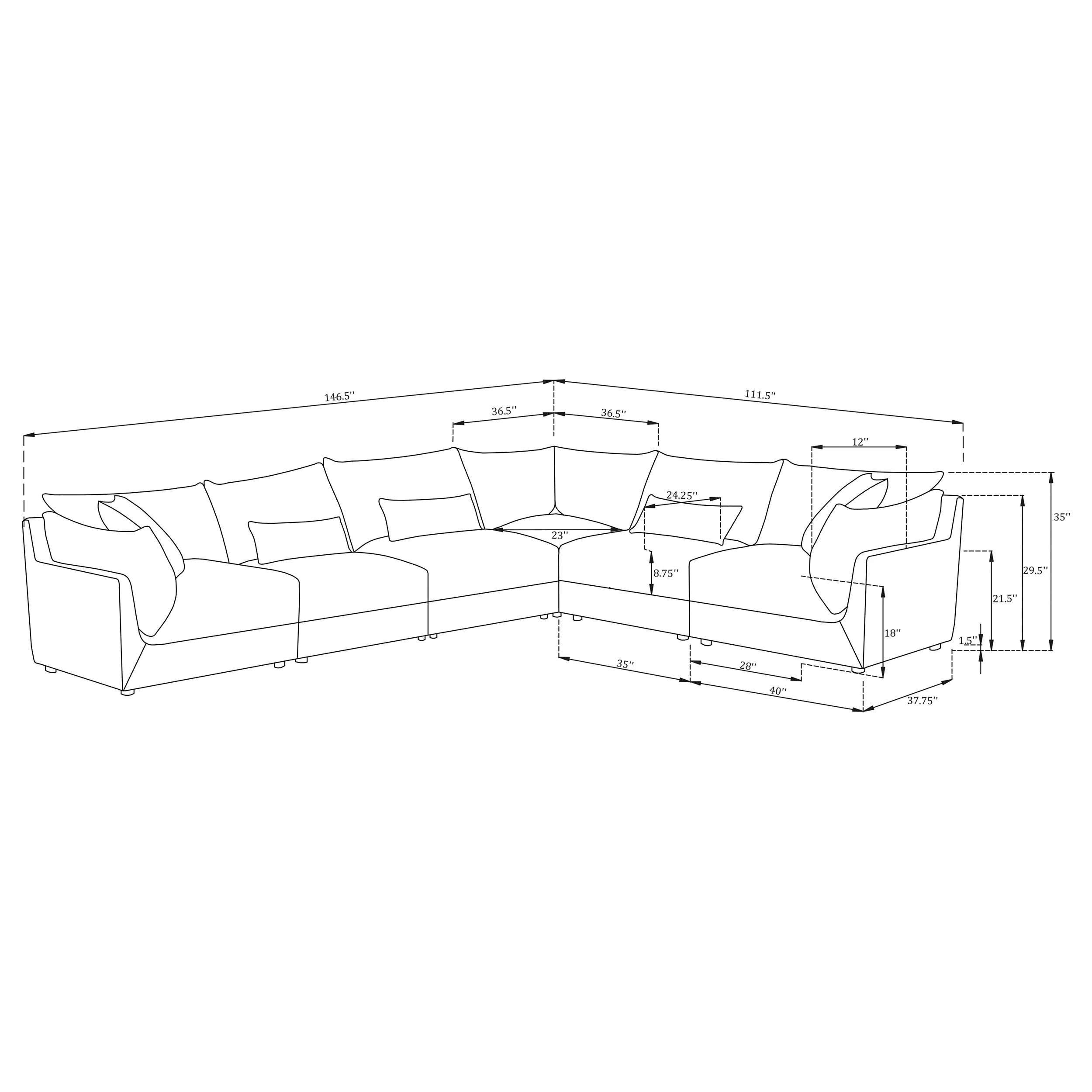 Sasha 6-Piece Upholstered Modular Sectional Barely Black