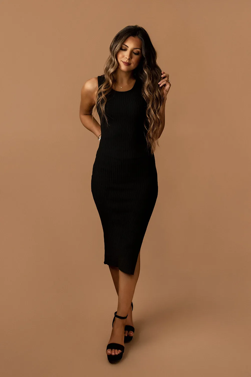 See You Tomorrow Sleeveless Sweater Dress (Black)