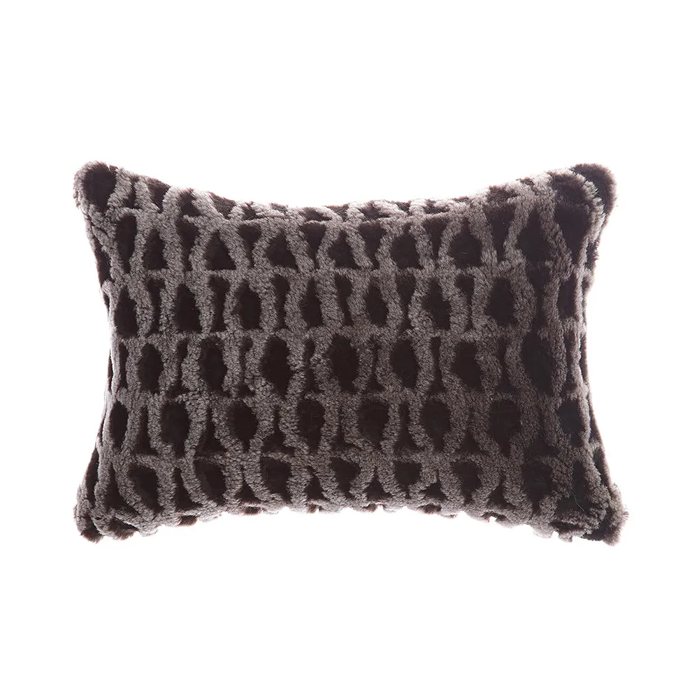 Shearling Amanda Charcoal Melange Lumbar Pillow