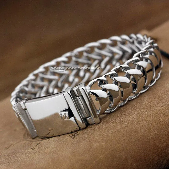Shiny Rocker Fashion Bracelet Solid 316L Stainless Steel Cool Men's Biker Centipede Type Bracelet 5E007 --  7.0"~11.5"