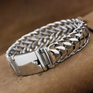 Shiny Rocker Fashion Bracelet Solid 316L Stainless Steel Cool Men's Biker Centipede Type Bracelet 5E007 --  7.0"~11.5"