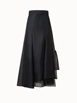 Silk Organza Asymmetrical Pleated Midi Skirt