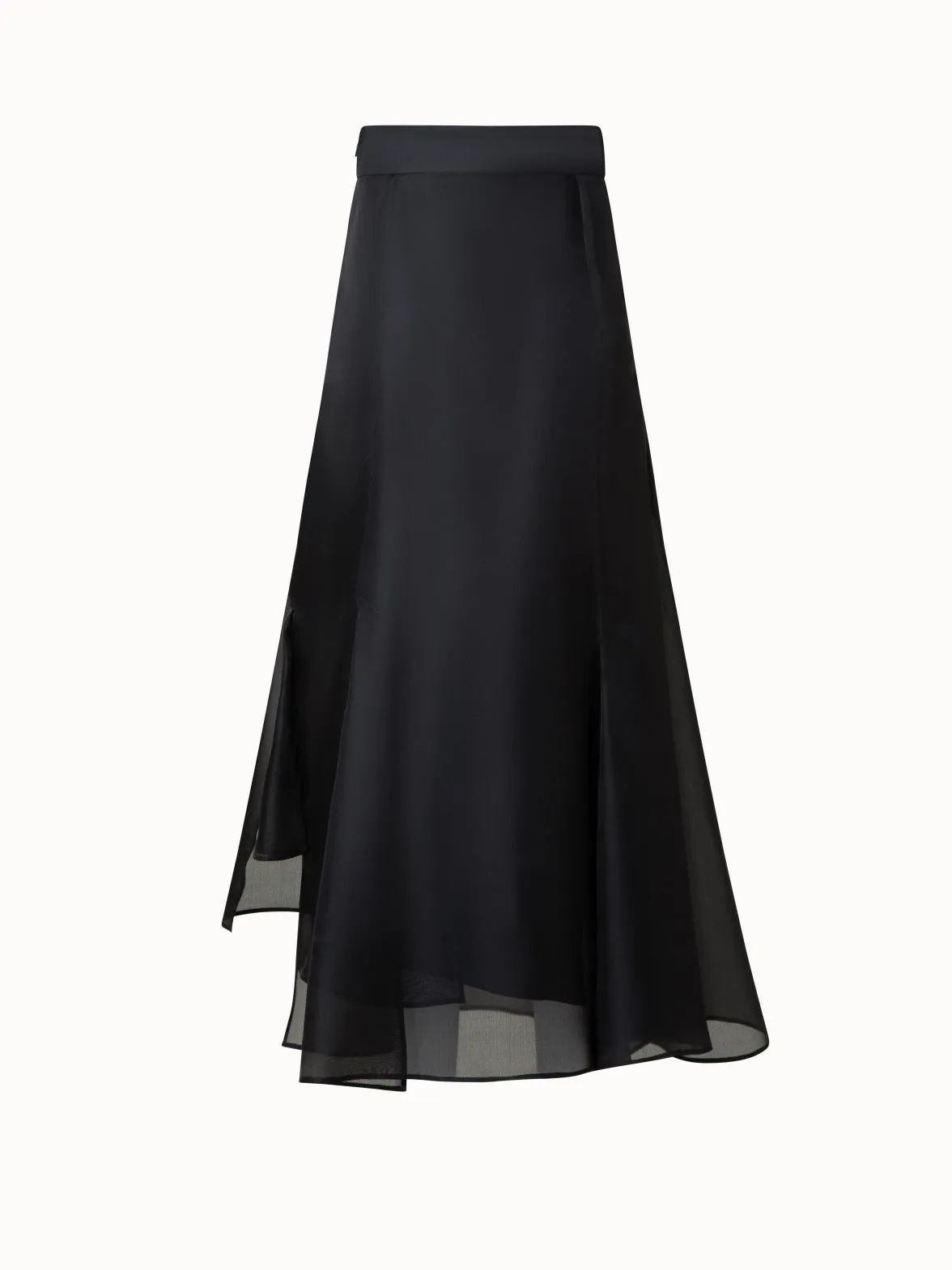Silk Organza Asymmetrical Pleated Midi Skirt