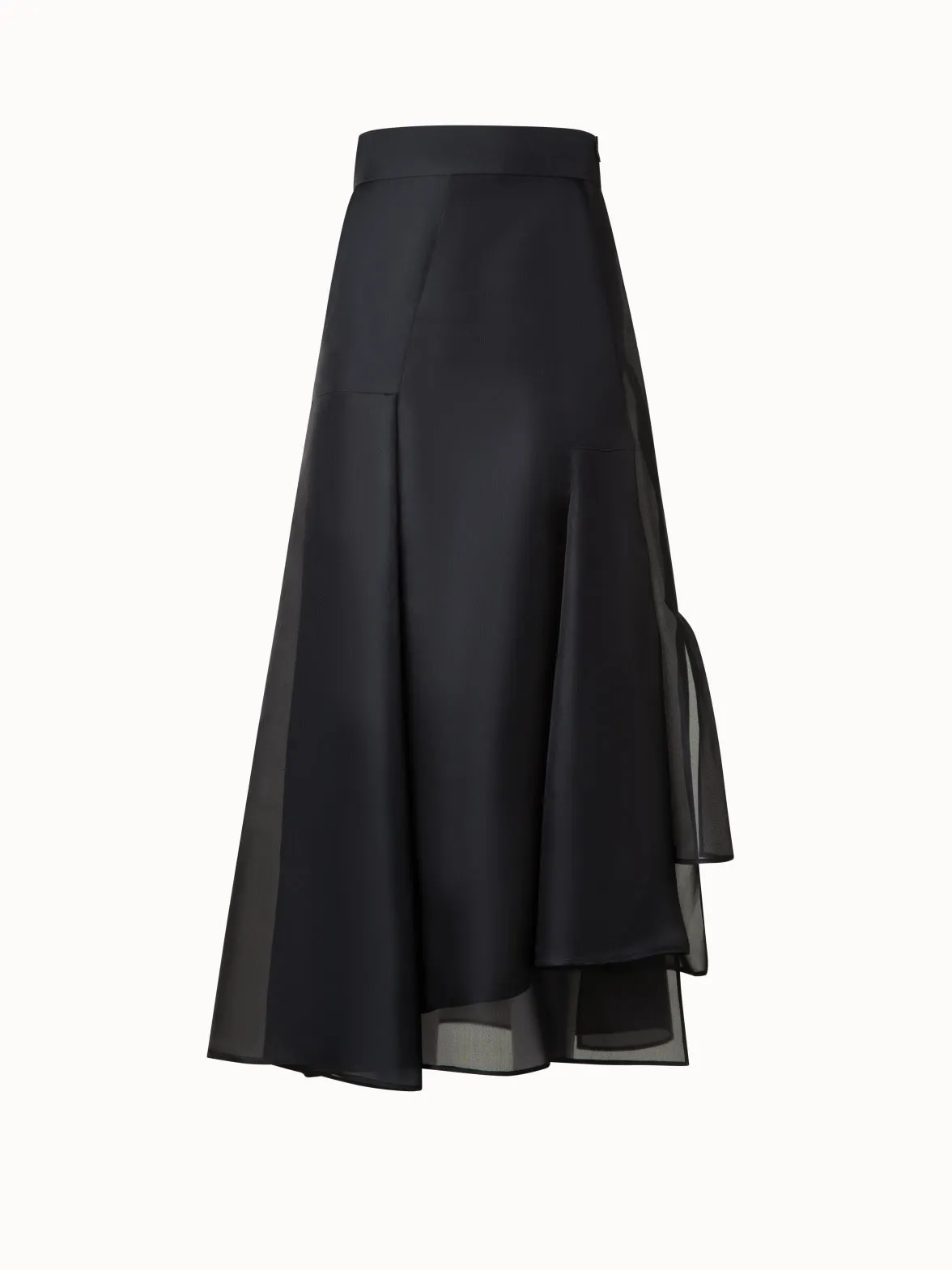 Silk Organza Asymmetrical Pleated Midi Skirt