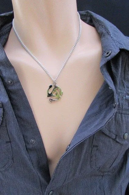 Silver Chain Necklace Tribal Pendant Style #3