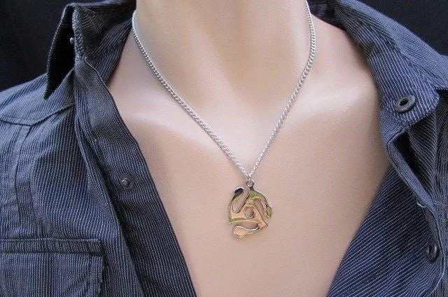 Silver Chain Necklace Tribal Pendant Style #3