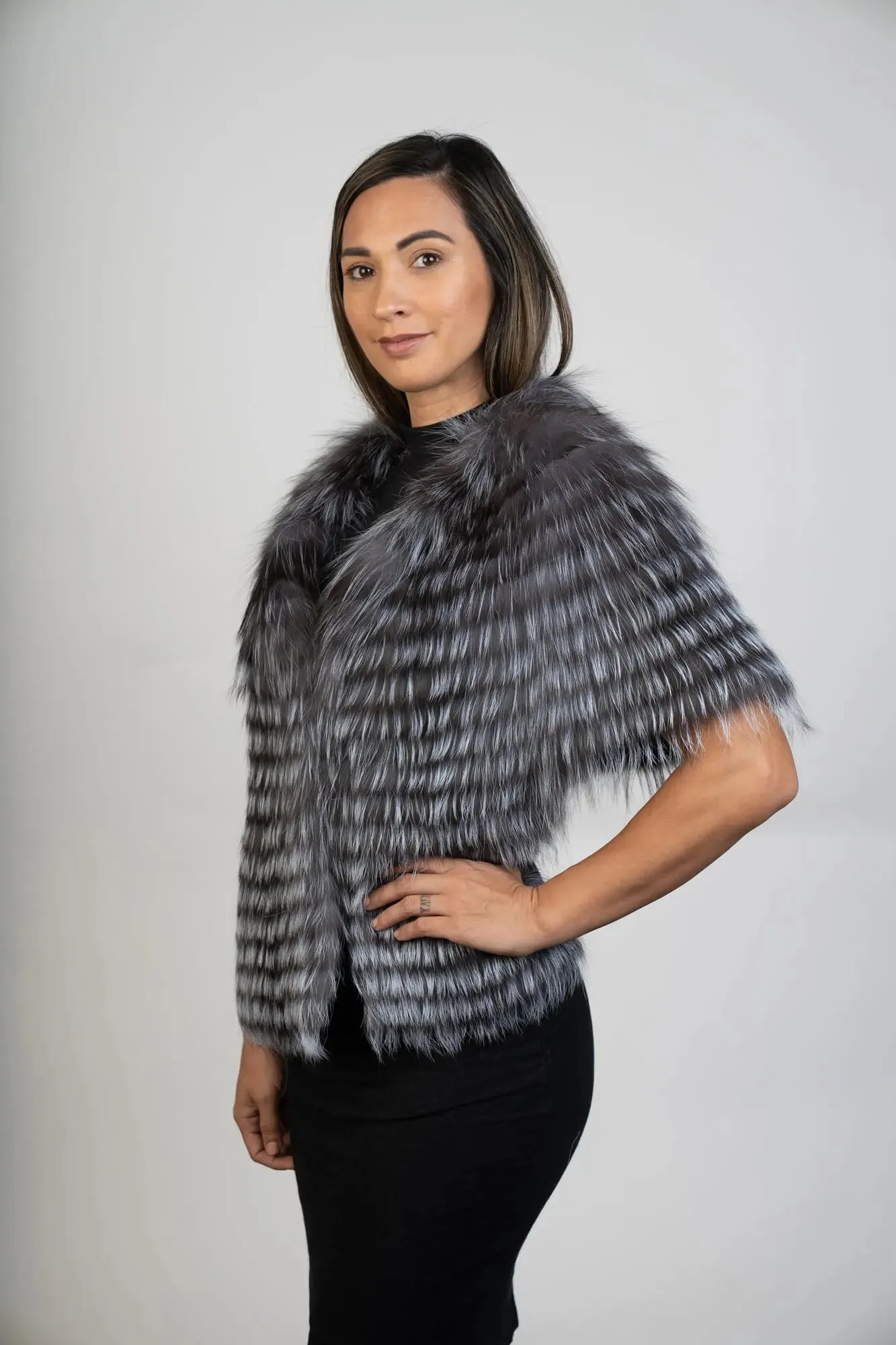 Silver Fox Feathered Fox Stole