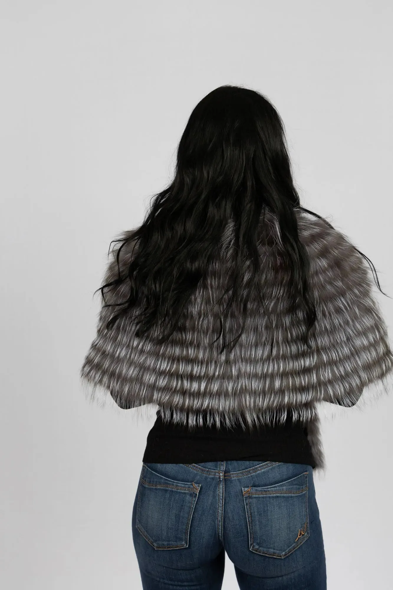 Silver Fox Feathered Fox Stole