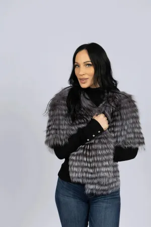 Silver Fox Feathered Fox Stole