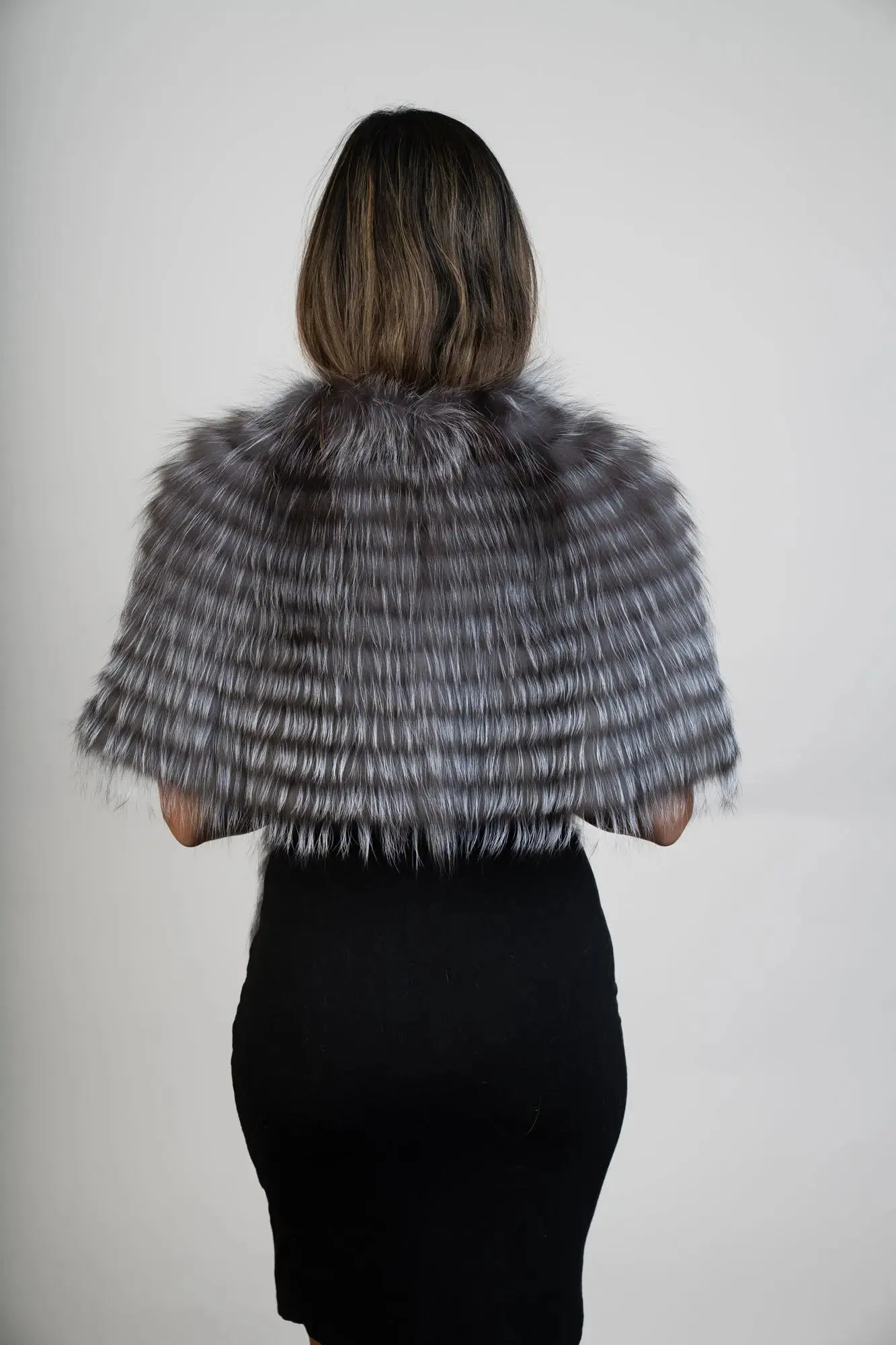 Silver Fox Feathered Fox Stole