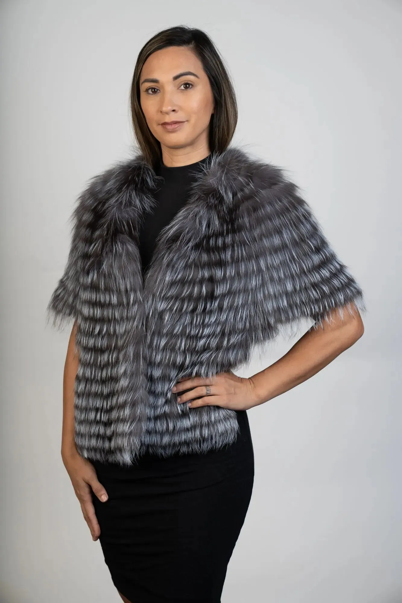 Silver Fox Feathered Fox Stole