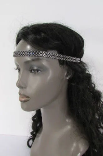Silver Gold Metal Head Chain Links Forehead Black Elastic Band Jewelry Hair