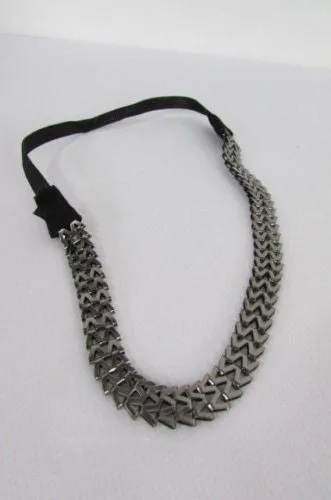 Silver Gold Metal Head Chain Links Forehead Black Elastic Band Jewelry Hair