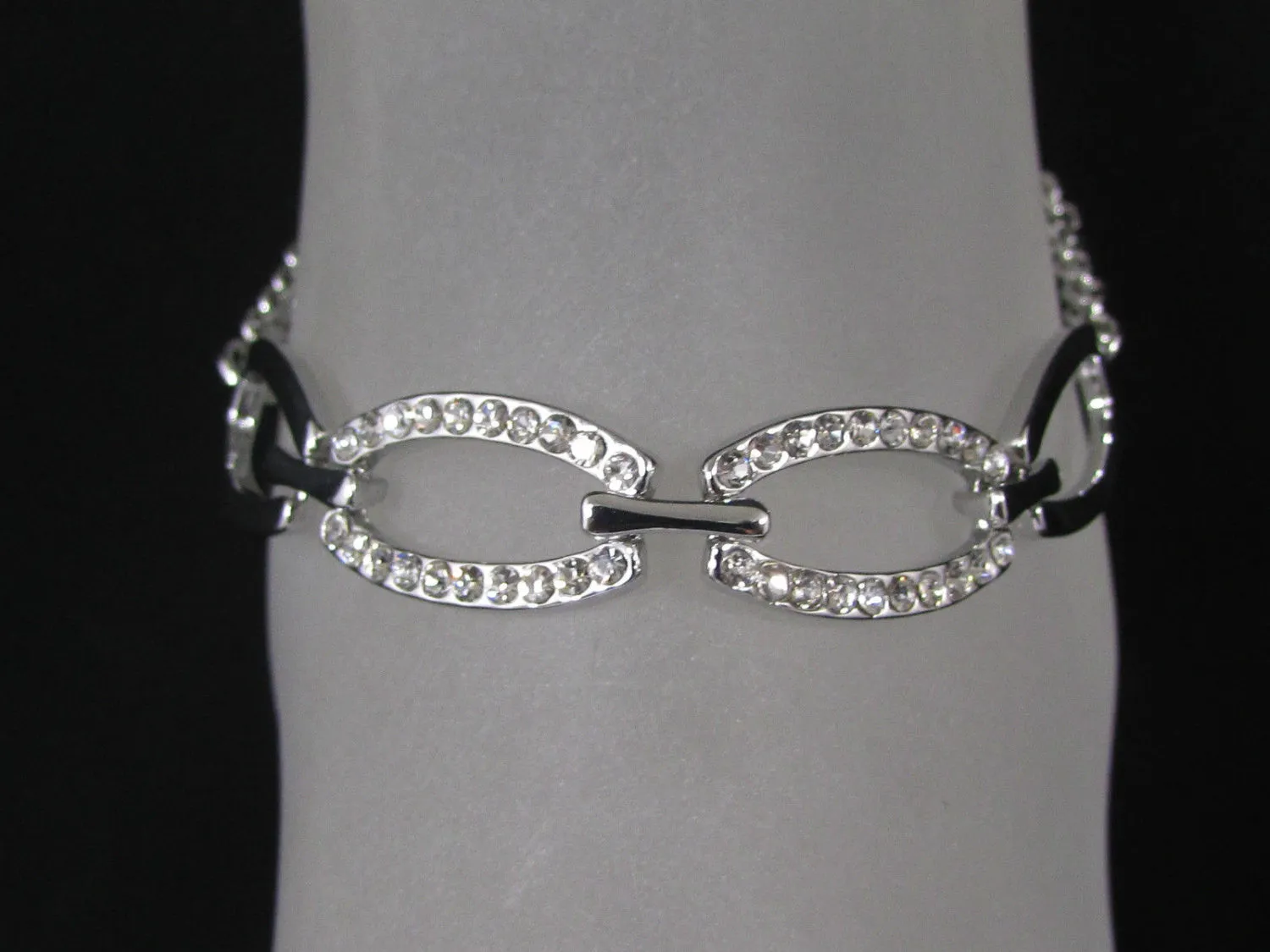 Silver Metal Chains Fashion Casual Anklet Foot Oval Thin Rhinestones Pool Beach