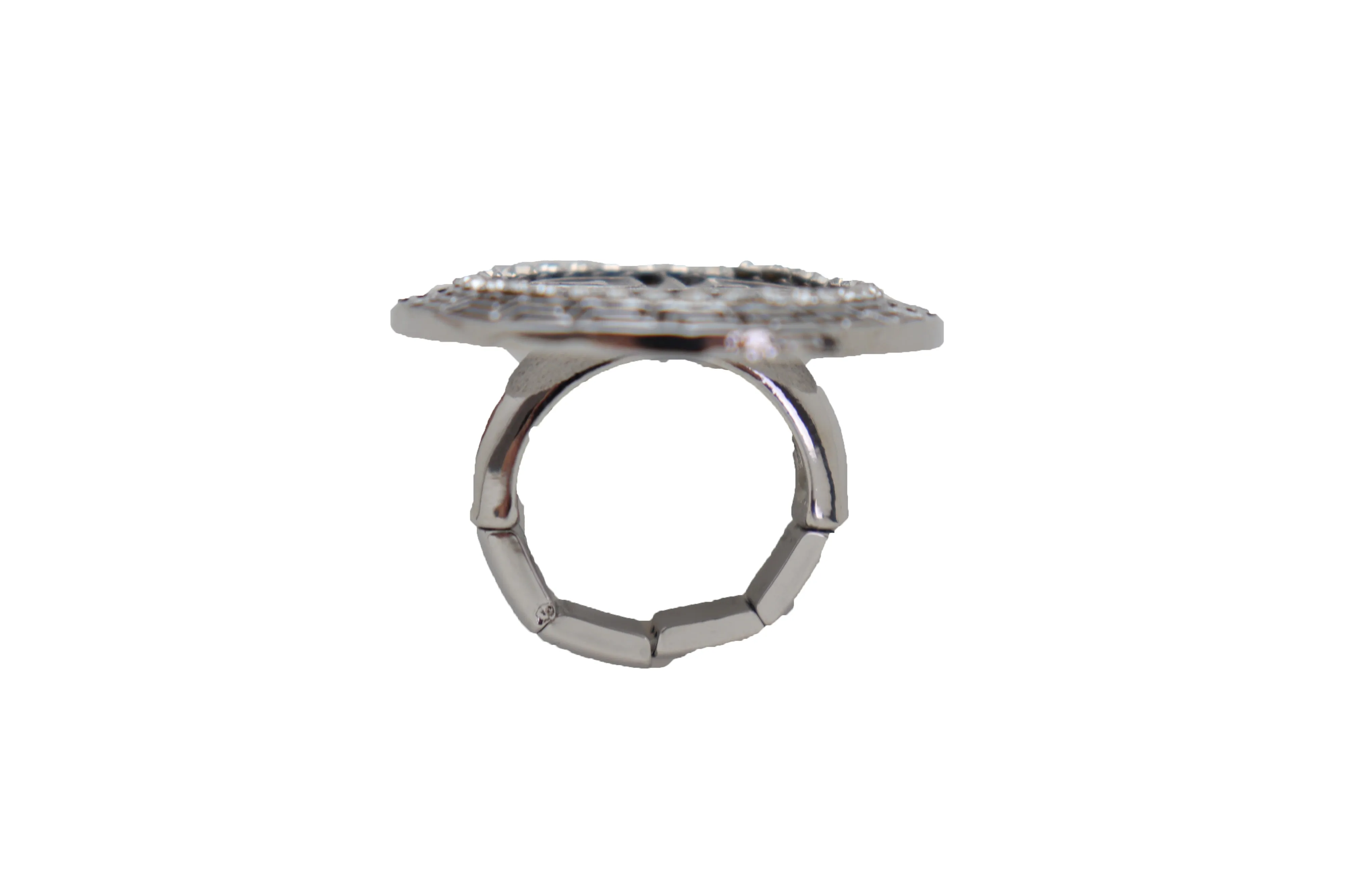 Silver Metal Round Ring Fashion Elastic Band Designer Greek Style Jewelry