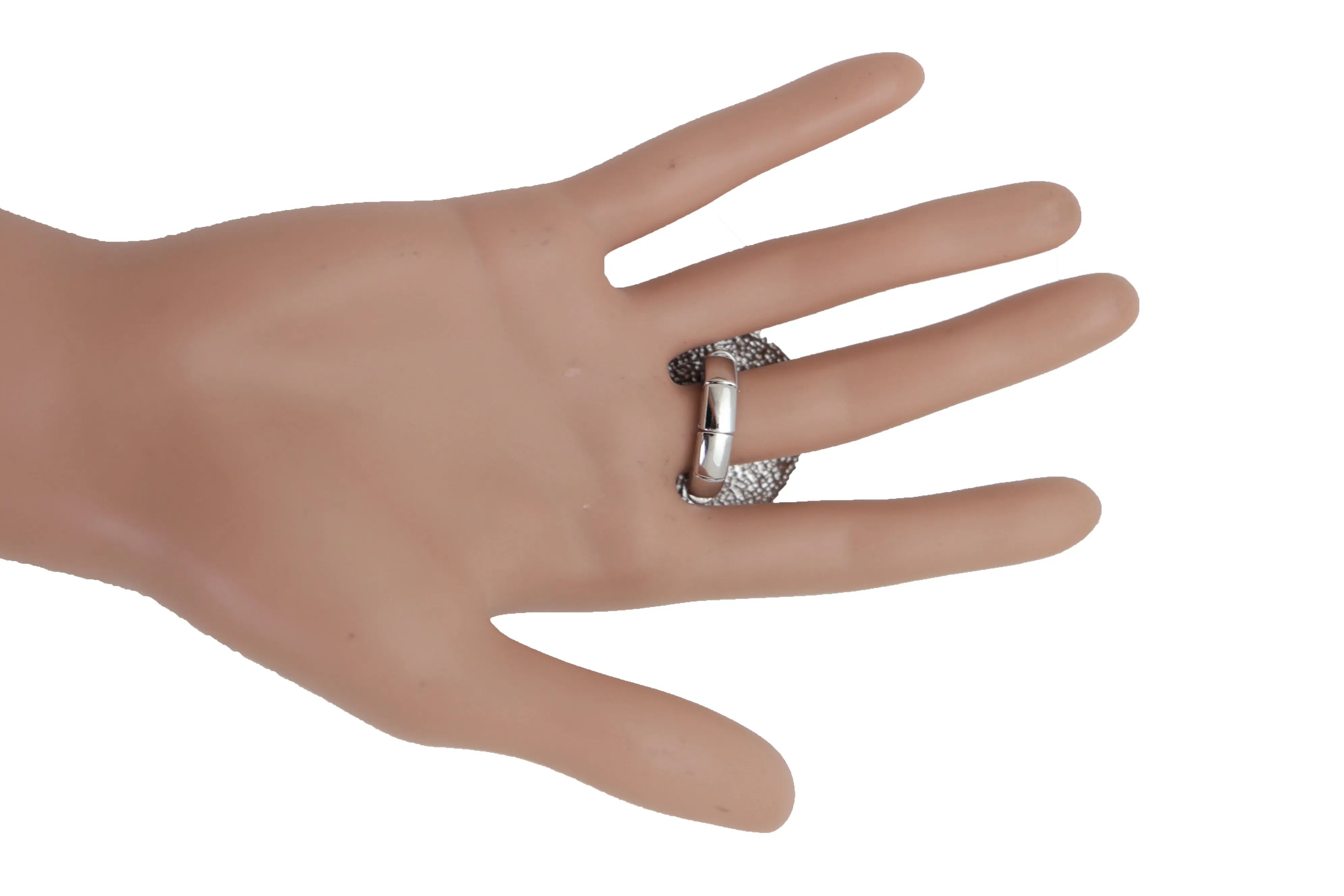 Silver Metal Round Ring Fashion Elastic Band Designer Greek Style Jewelry